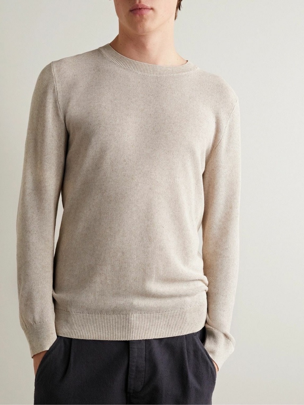 A.P.C. Christian Knitted Sweater Neutral Linen Long Sleeve Pullover